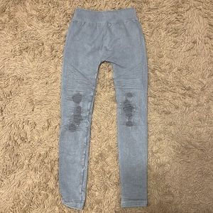Distressed moto leggings